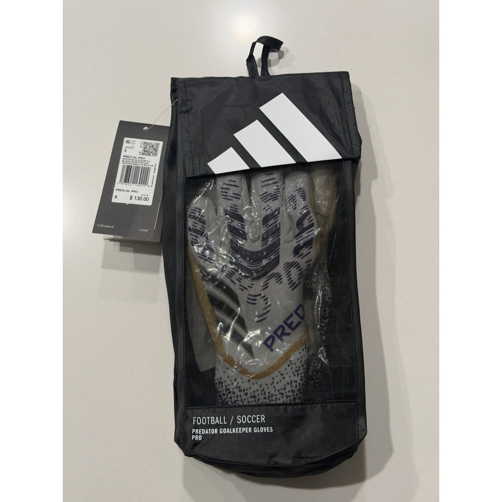 Adidas Predator GL Pro Goalkeeper Gloves White Black Purple JZ5787 Size 5 NWT